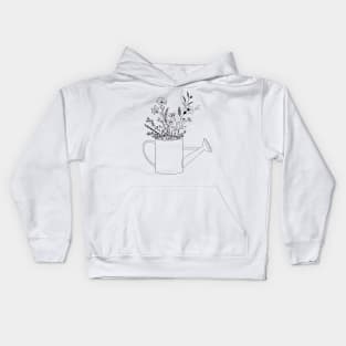 Wildflowers in watering can Kids Hoodie